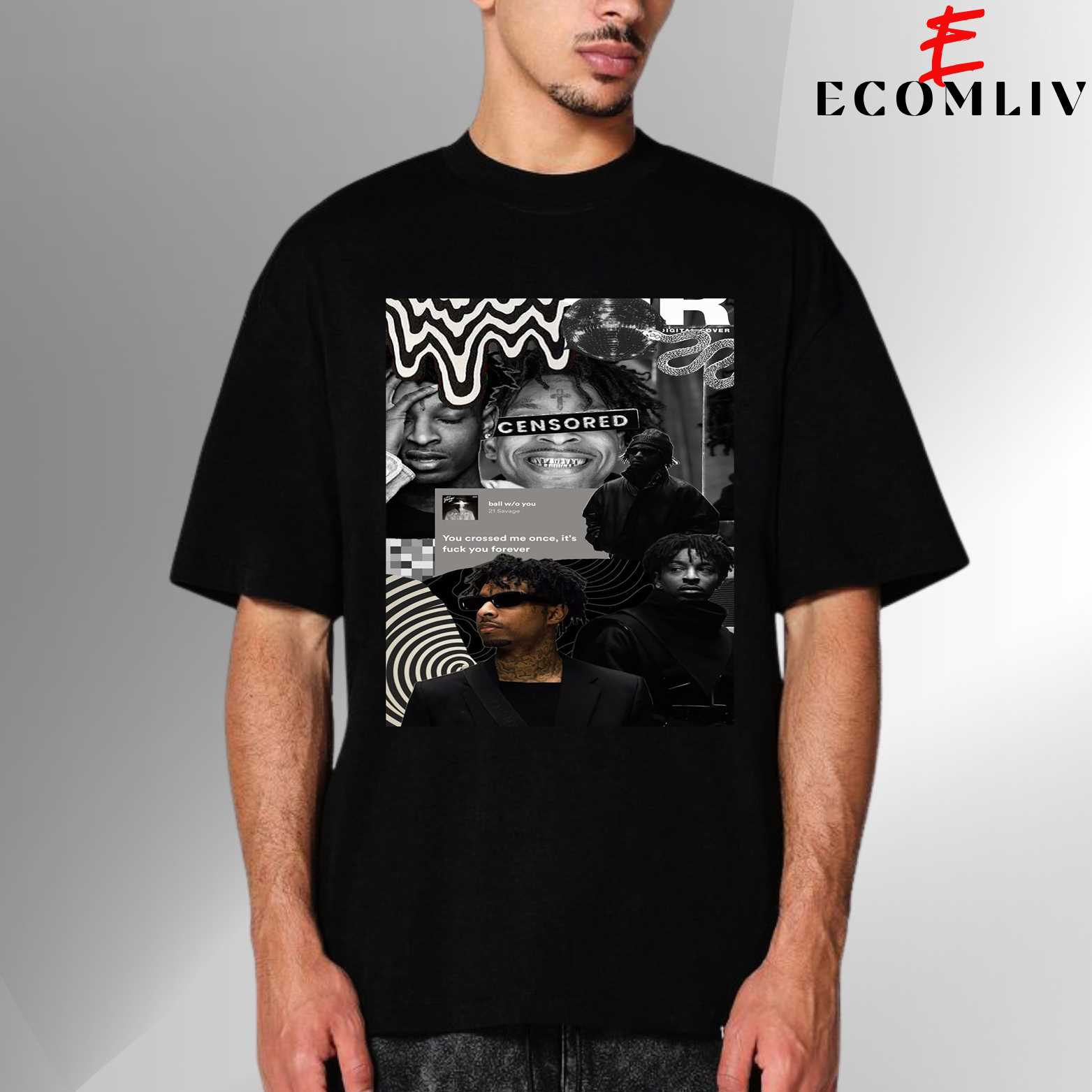 21 Savage Urban Style Face Tee, Streetwear Unisex T-Shirt